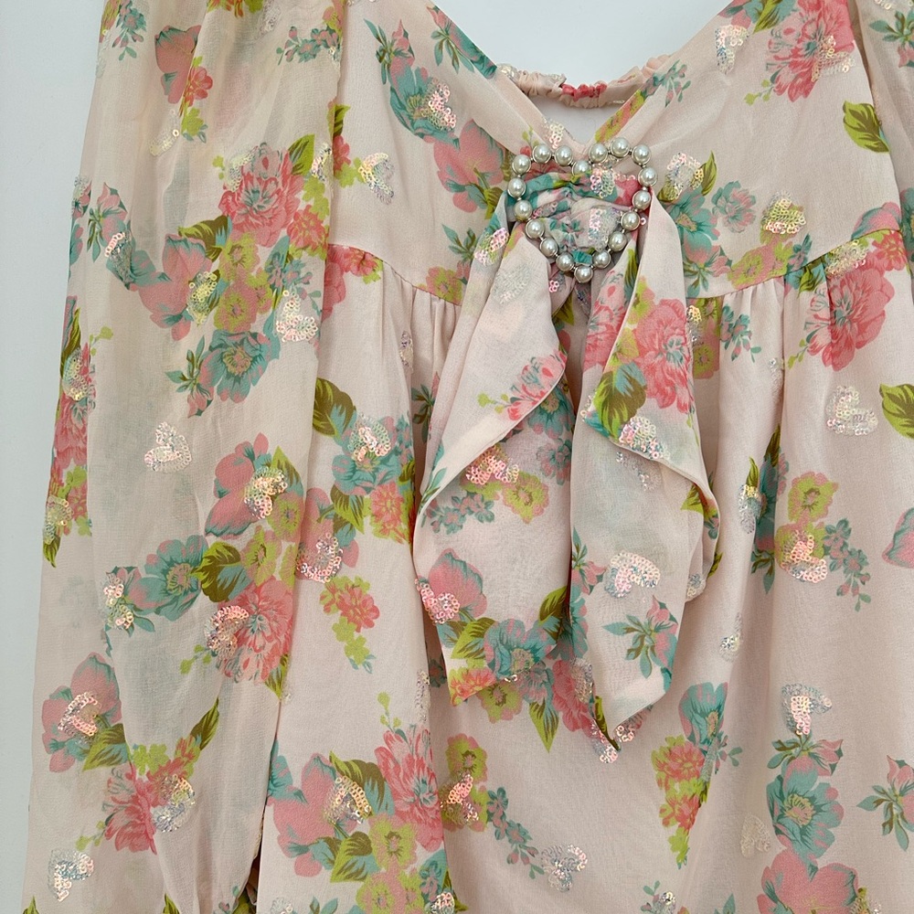 For Love & Lemons Georgina Swing Dress Floral Mini Sequin Size S - Picture 11 of 14